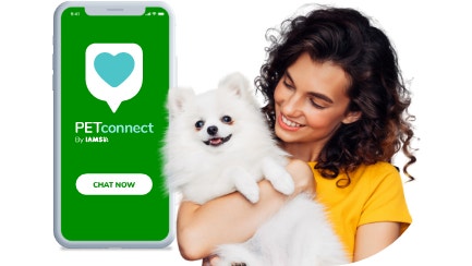 PETconnect by IAMS with woman holding dog