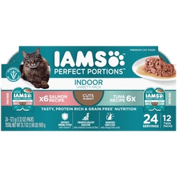 IAMS™ PERFECT PORTIONS™ INDOOR  CUTS IN GRAVY VARIETY PACK- TUNA RECIPE & SALMON RECIPE 12CT image