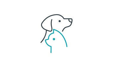 black and teal icon of cat and dog