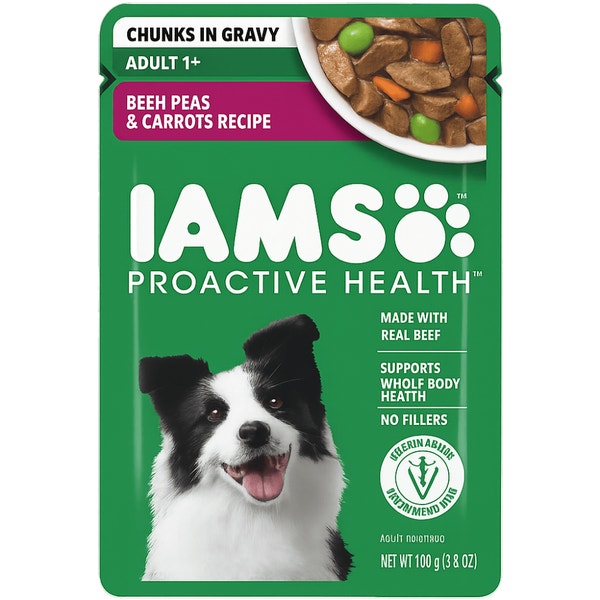 IAMS Proactive Health Adult Beef, Peas and Carrots Recipe Wet Dog Food image 1