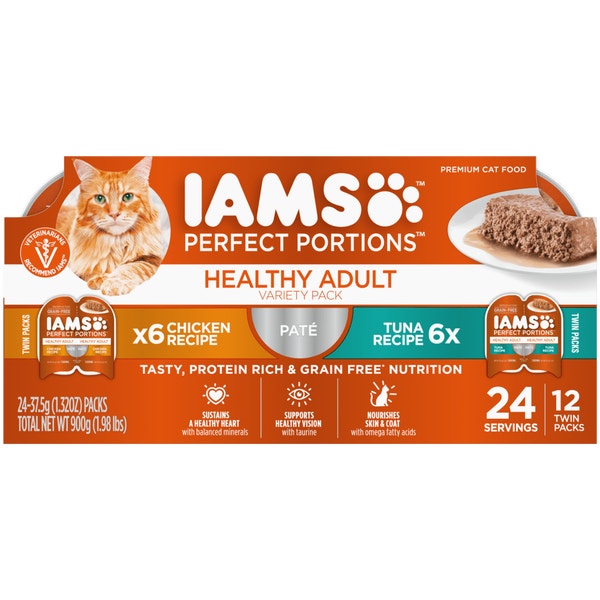 IAMS™ PERFECT PORTIONS™ HEALTHY ADULT PATÉ VARIETY PACK - CHICKEN RECIPE & TUNA RECIPE 12CT image 1