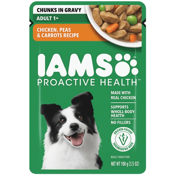 IAMS Proactive Health Adult Chicken, Peas and Carrots Recipe Wet Dog Food image 1