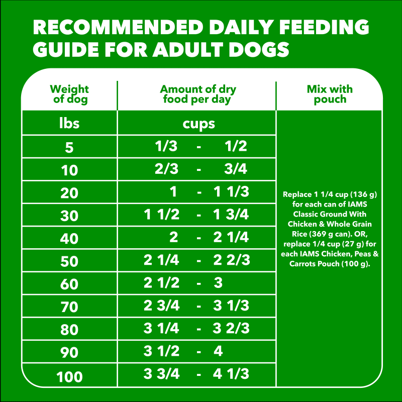 IAMS Proactive Health High Protein Dry Dog Food With Chicken & Beef feeding guidelines image