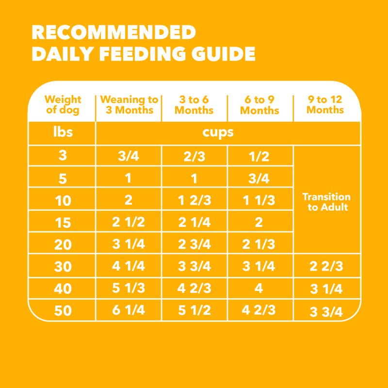 IAMS Proactive Health Dry Puppy Food Chicken, (4) 5 lb. Bags feeding guidelines image