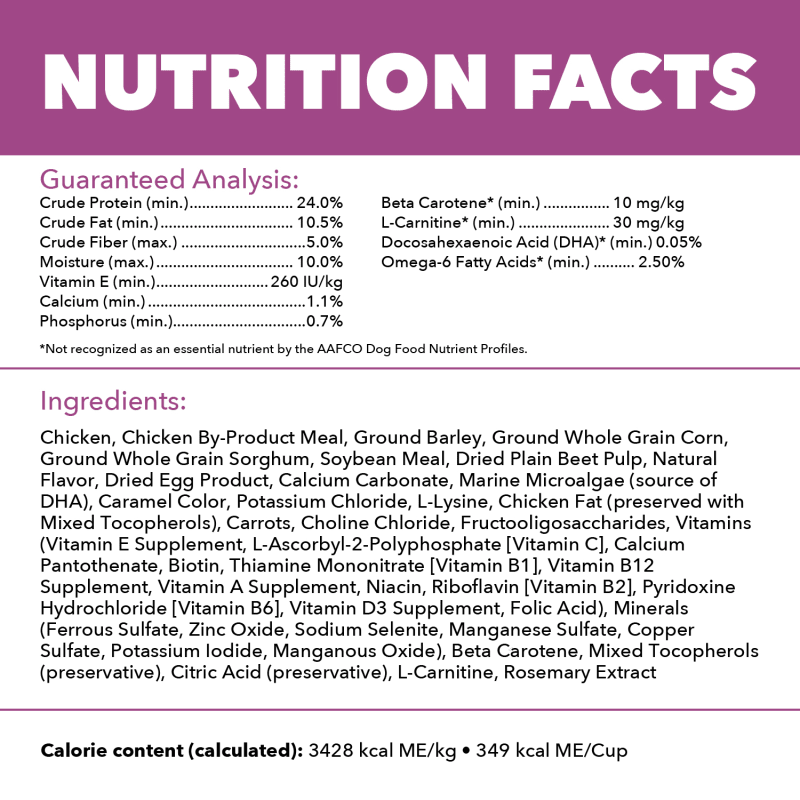 IAMS Proactive Health Healthy Aging Chicken & Whole Grain Recipe Dry Dog Food, (4) 5 Lb Bags guaranteed analysis image