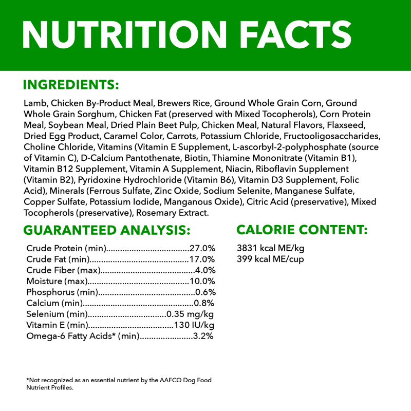 IAMS™ SMALL BREED LAMB AND RICE ingredients image