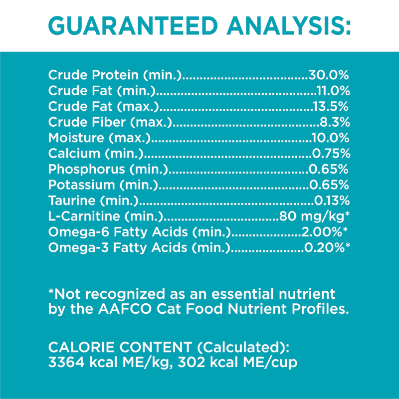 IAMS™ PROACTIVE HEALTH™ ADULT INDOOR WEIGHT & HAIRBALL CARE WITH CHICKEN & TURKEY guaranteed analysis image