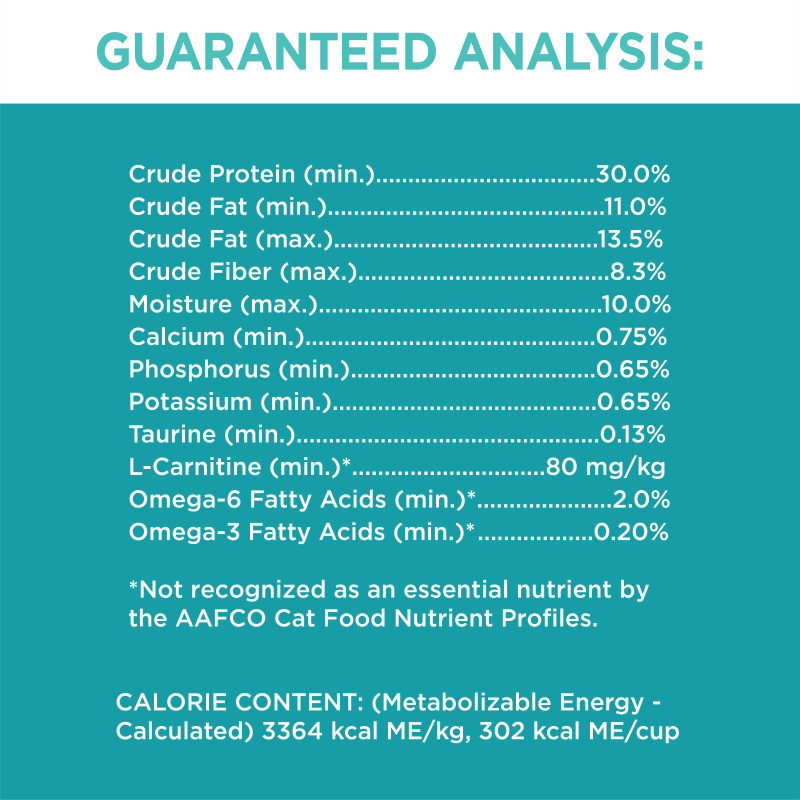 IAMS™ PROACTIVE HEALTH™ ADULT INDOOR WEIGHT & HAIRBALL CARE WITH CHICKEN & TURKEY guaranteed analysis image