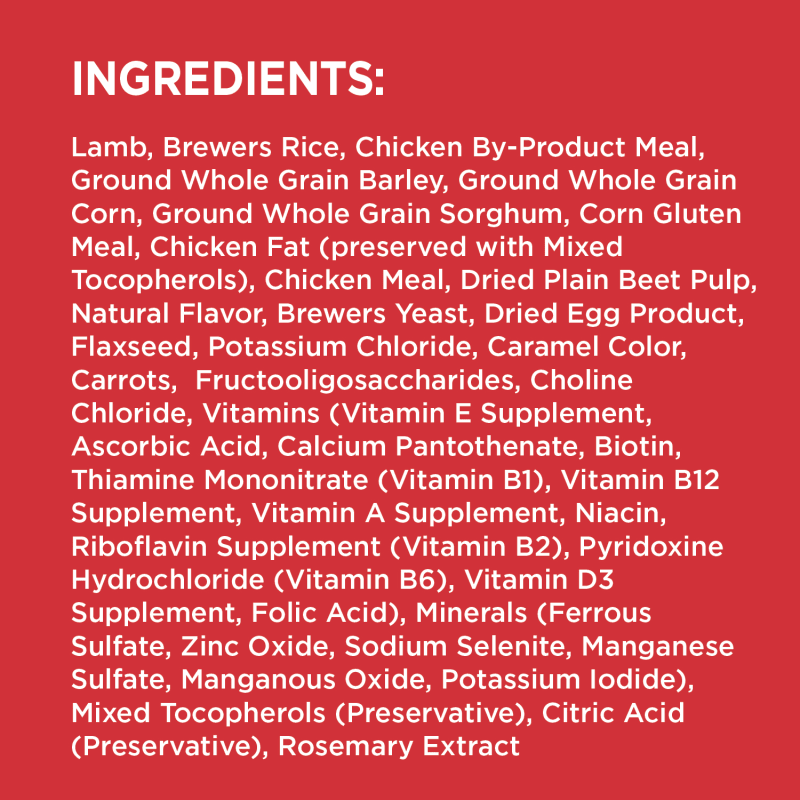 IAMS Proactive Health Adult Minichunks Lamb & Rice Recipe Dry Dog Food, 38.5 Lb Bag ingredients image