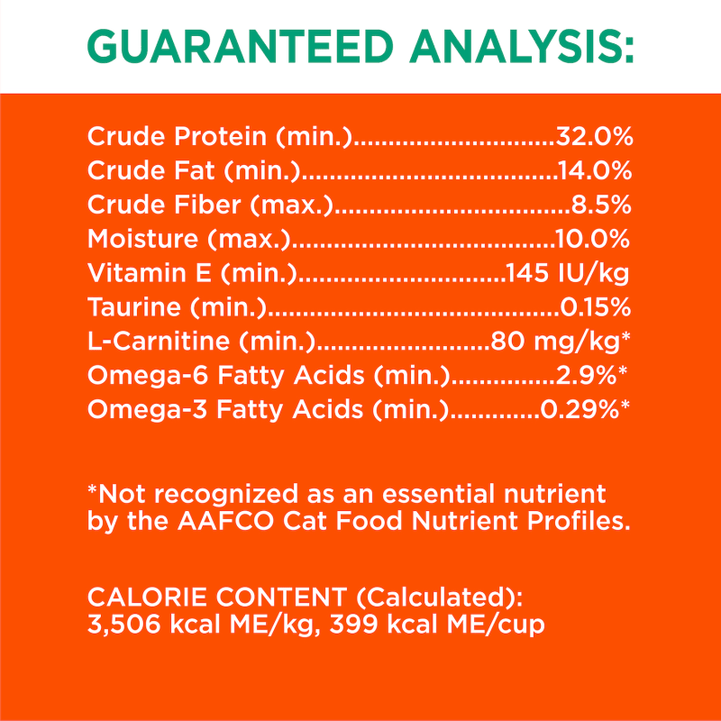 IAMS™ PROACTIVE HEALTH™ HAIRBALL CARE guaranteed analysis image